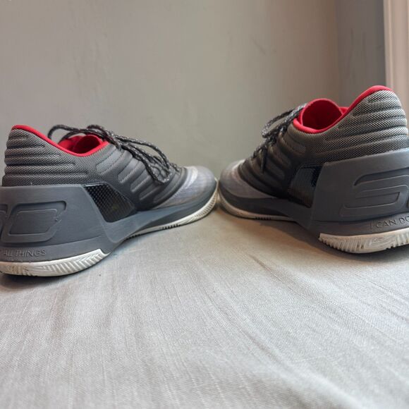 Under Armour Steph Curry 3 Basketball Shoes Red Grey White SZ 12 - Good Cond. - Picture 6 of 8